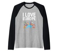 I Love Europe Design iconici Maglia con Maniche Raglan
