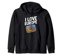 I Love Europe Landmark Adventure Travel Felpa con Cappuccio