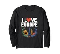 I Love Europe Luoghi d'interesse Eiffel Colosseo Big Ben Maglia a Manica