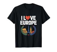 I Love Europe Luoghi d'interesse Eiffel Colosseo Big Ben Maglietta