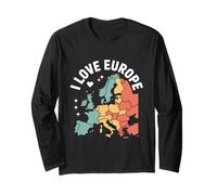 I Love Europe Map Entusiast Design Maglia a Manica