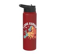 I Love Europe Map Entusiast Design Stainless Steel Insulated Water Bottle