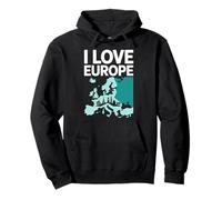 I Love Europe - Mappa dei monumenti panoramici Felpa con Cappuccio