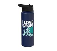 I Love Europe - Mappa dei monumenti panoramici Stainless Steel Insulated Water Bottle