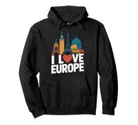I Love Europe | Monumenti iconici | Design di viaggio Felpa con Cappuccio