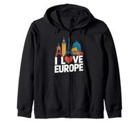 I Love Europe | Monumenti iconici | Design di viaggio Felpa con Cappuccio