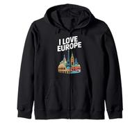 I Love Europe Monumenti iconici Omaggio Felpa con Cappuccio