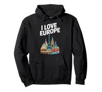 I Love Europe Monumenti iconici Omaggio Felpa con Cappuccio