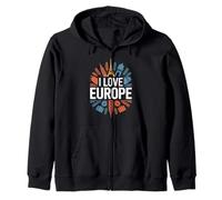 I Love Europe Monumenti iconici Travel Pride Felpa con Cappuccio