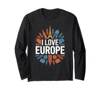 I Love Europe Monumenti iconici Travel Pride Maglia a Manica