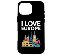 I Love Europe Monumenti iconici Viaggi Custodia per iPhone 16 Pro Max