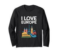 I Love Europe Monumenti iconici Viaggi Maglia a Manica