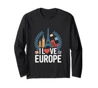 I Love Europe Monumenti iconici Viaggi Maglia a Manica