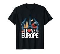 I Love Europe Monumenti iconici Viaggi Maglietta