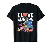 I Love Europe Monumenti Mappa Maglietta