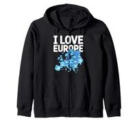 I Love Europe Puzzle Map Avventura Felpa con Cappuccio