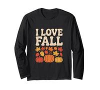 I Love Fall Autumn Leaves Zucche Maglia a Manica