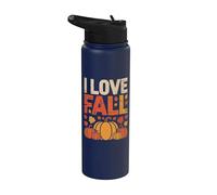 I Love Fall Autumn Leaves Zucche Stainless Steel Insulated Water Bottle