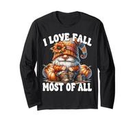 I Love Fall Most of all Autumn GNOME with Farm Fresh Pumpkin Maglia a Manica