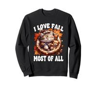 I Love Fall Most of all Cute Kitten for Cat Mom Autumn Cat Felpa