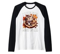 I Love Fall Most of all Cute Kitten for Cat Mom Autumn Cat Maglia con Maniche Raglan