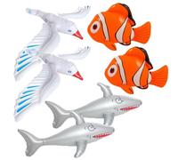 I LOVE FANCY DRESS Animali marini gonfiabili, confezione da 6, gabbiani, pesci pagliaccio e squali, decorazioni per piscine e spiaggia a tema oceano
