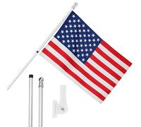 I LOVE FANCY DRESS Bandiera degli Stati Uniti, asta e supporto da parete, 1,5 x 0,9 m, bandiera americana con occhielli, asta estensibile e supporto, decorazione per interni ed esterni