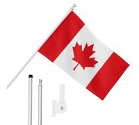 I LOVE FANCY DRESS Bandiera del Canada, asta e supporto da parete, 1,5 x 0,9 m, bandiera canadese con occhielli, asta estensibile e supporto, decorazione per interni ed esterni