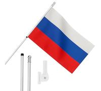 I LOVE FANCY DRESS Bandiera della Russia, asta e supporto da parete, 1,5 x 0,9 m, bandiera russa con occhielli, asta estensibile e supporto, decorazione per interni ed esterni