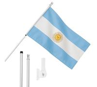 I LOVE FANCY DRESS Bandiera dell'Argentina, asta e supporto da parete, 1,5 x 0,9 m, bandiera argentina con occhielli, asta estensibile e supporto, decorazione per interni ed esterni
