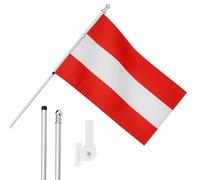 I LOVE FANCY DRESS Bandiera dell'Austria, asta e supporto da parete, 1,5 x 0,9 m, bandiera austriaca con occhielli, asta estensibile e supporto, decorazione per interni ed esterni