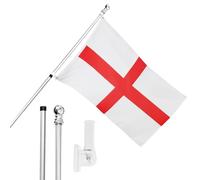 I LOVE FANCY DRESS Bandiera dell'Inghilterra, asta e supporto da parete, 1,5 x 0,9 m, bandiera inglese con occhielli, asta estensibile e supporto, decorazione per interni ed esterni