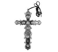 I LOVE FANCY DRESS Collana con grande croce argentata, ideale per sacerdote, rock star, slash, accessori per costumi religiosi, accessorio audace per feste ed eventi a tema, Pack Of 6, Plastica