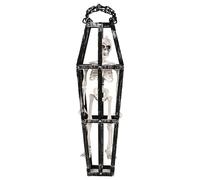 I LOVE FANCY DRESS Decorazione da appendere a forma di bara a forma di bara nera con scheletro intrappolato all'interno, perfetta decorazione di Halloween per feste e dolcetto o scherzetto, confezione