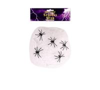 I LOVE FANCY DRESS Decorazione ragnatela di Halloween con ragni neri, confezione da 12, fettuccia finta elastica per decorazioni spettrali per feste spettrali, disponibile in confezioni multiple