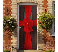 I LOVE FANCY DRESS Fiocco natalizio per porta, grande decorazione rossa con dettagli in strass, decorazione natalizia per baby shower, matrimoni, festività natalizie