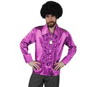 I Love Fancy Dress ILFD4602XXL - Travestimento da disco King, camicia da uomo viola, Ruffle Shirt 1970, misura XXL