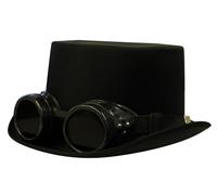 I LOVE FANCY DRESS LTD Cappello A Cilindro in Raso Steampunk VITTORIANA Nera con Occhiali Argento con Punte - Perfetto Accessorio per Costumi Steampunk