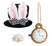 I LOVE FANCY DRESS LTD Cappello da Coniglio Deluxe con Orecchie Grandi e Fiocco attaccato + Orologio Gonfiabile + Naso di Coniglio, Perfetto per Accessorio per Costume da Giornata Mondiale del Libro