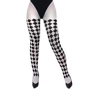 I LOVE FANCY DRESS LTD - Coppia di collant da donna a scacchi bianchi e neri con arlecchino, taglia unica, Nero , Taglia unica