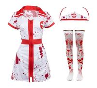 I LOVE FANCY DRESS LTD Costume da infermiera Zombie, con calze macchiate di sangue, infermiera sanguinosa con abito sanguinoso, cappello e calze - taglie UK 6-22