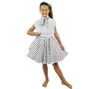 I LOVE FANCY DRESS LTD Gonna Bianca Corta con Pois DOT Black Dots E Collo Stile Sciarpa Anni '50 per Ragazze PERFETTE per Feste A Tema, Estate O Danze E TEATRI