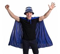 I LOVE FANCY DRESS Set di costume scozzese con cappello da pescatore e mantello blu da supereroe per adulti, set per fan del calcio dell'esercito scozzese per la Coppa del Mondo 2026, pub crawls e