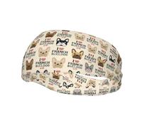 I Love - Fascia per il sudore con stampa bulldog francese, per uomini e donne, per corsa, fitness, yoga, ciclismo, anti-sudore, antiscivolo