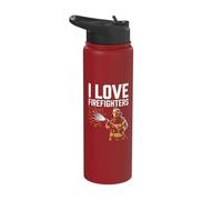 I Love Firefighters Firefighter Tribute Passion Stainless Steel Insulated Water Bottle