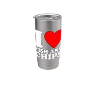 I Love Fish And Chips Bicchiere termico in acciaio inox doppia parete