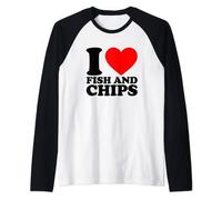 I Love Fish And Chips I Heart Fish And Chips Maglia con Maniche Raglan