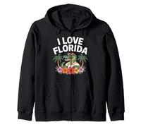 I Love Florida Alligator Palm Hibiscus Fun Felpa con Cappuccio