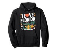 I Love Florida Alligator Tavola da Surf Palme Felpa con Cappuccio