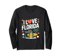 I Love Florida Alligator Tavola da Surf Palme Maglia a Manica